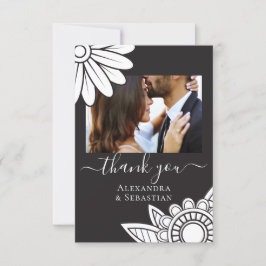Gracias Tarjetas de tipografía de flores blancas g