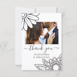 Gracias Tarjetas de tipografía de flores blancas g