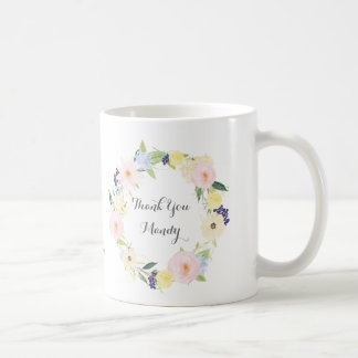 Gracias taza de café floral de la guirnalda del