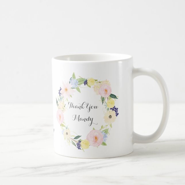 Gracias taza de café floral de la guirnalda del (Derecha)