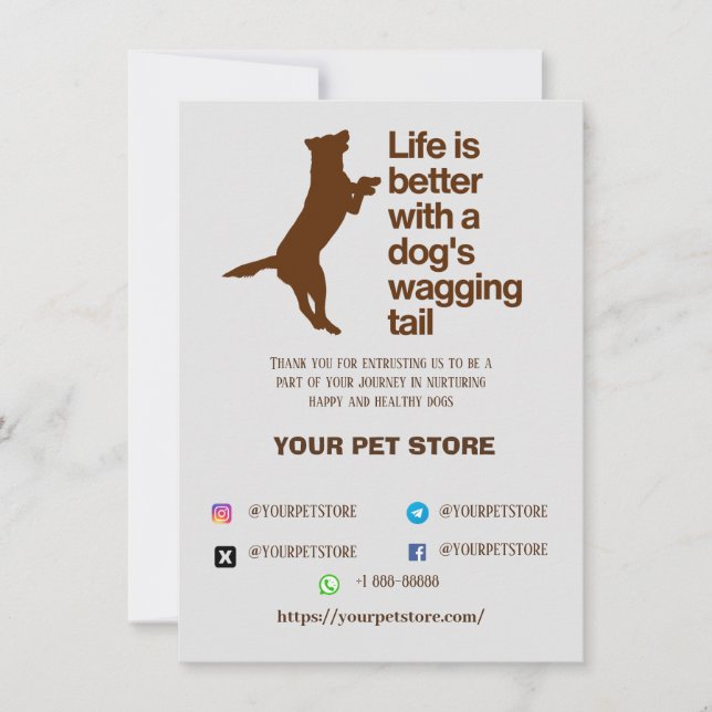 Gracias tienda de mascotas de tarjetas (Anverso)