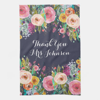 Gracias toalla de cocina floral pintada profesor