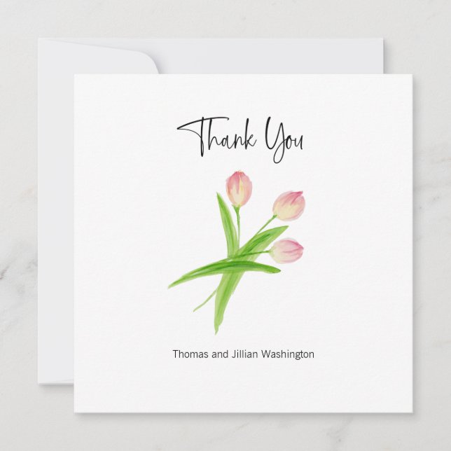Gracias Tulipanes de acuarela de tarjeta personali (Anverso)
