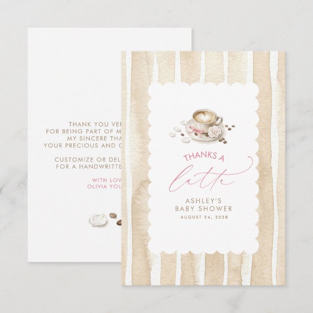 Gracias un Latte Tema de Café Agradecimiento (Anverso / Reverso)