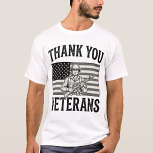Gracias Veteranos Camiseta Soldado Bandera Vintage