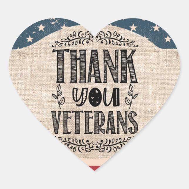 Gracias Veterans Heart Pegatina (Anverso)