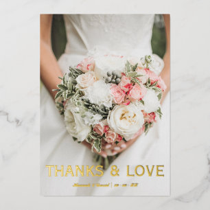 Gracias y amor boda Relieve metalizado tarjeta de 