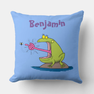 Graciosa almohada de rana y personalizado de mosca