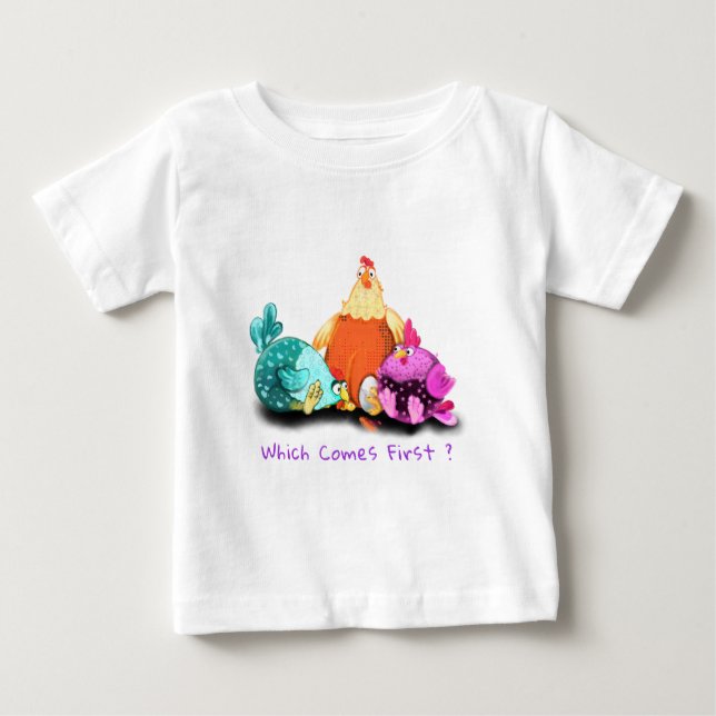 Graciosa Bebé Pollos De Camiseta Esperando Que El  (Anverso)