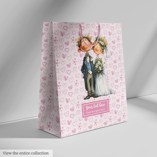 Graciosa bolsa de regalo de personalizado novia no (Funny cartoon bride groom gift bag)