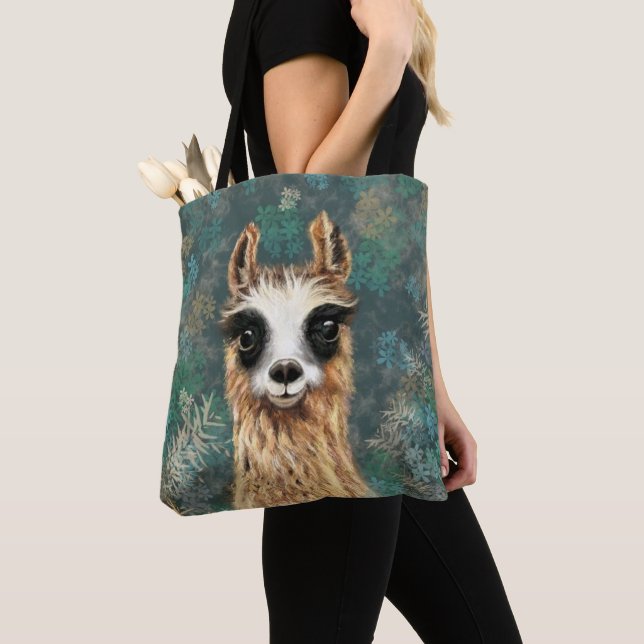 Graciosa bolsa de té con llama curiosa (Detalle)