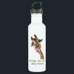 Graciosa botella de agua de jirafa - texto Persona<br><div class="desc">Botellas de agua con divertida lengua de jirafa fuera y juguetón Personalizado de vino dibujando sonrisa animal - Elegir / Añadir su texto único / fuente / color - Hacer su regalo especial - Redimensionar y mover o eliminar y agregar elementos / imagen con herramienta de personalización ! - Dibujo...</div>