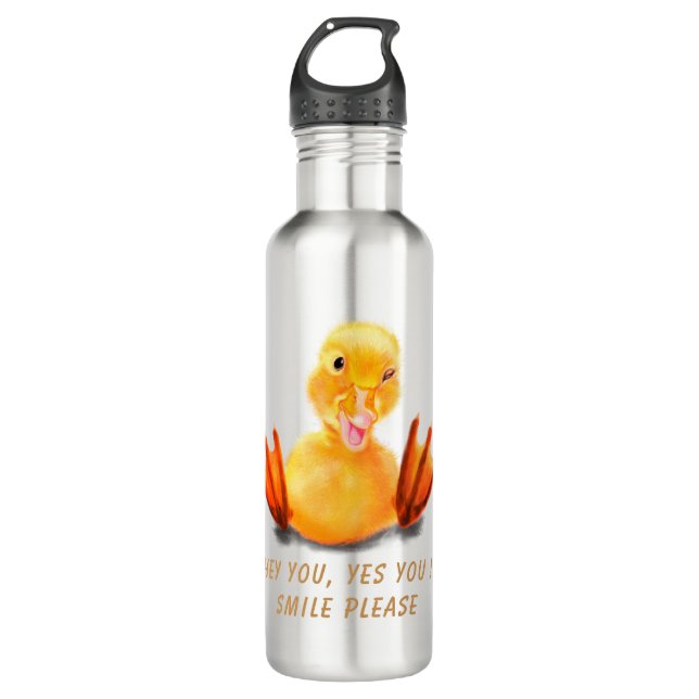 Graciosa botella de agua feliz pato - Personalizad (Anverso)