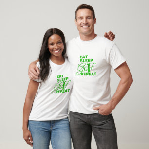 Graciosa Camisa Repetida Golf, Retro Eat Sleep Gol