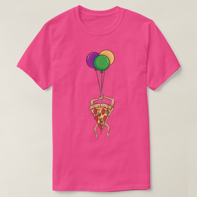 Graciosa camiseta con globo de pizza de cumpleaños (Diseño del anverso)
