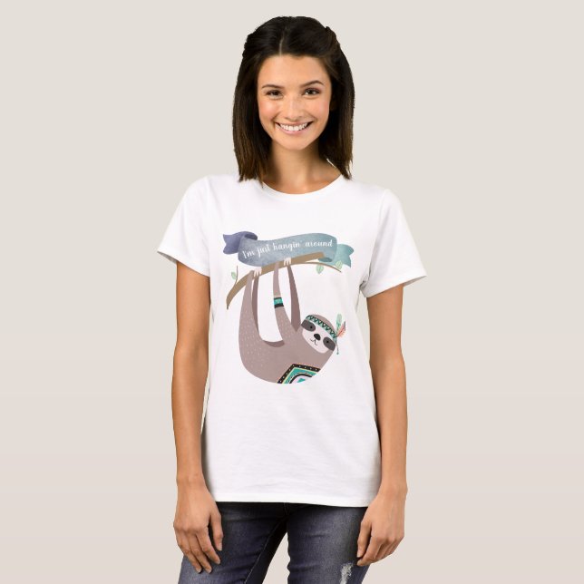 Graciosa camiseta de eslogan - Colgando Alrededor  (Anverso completo)