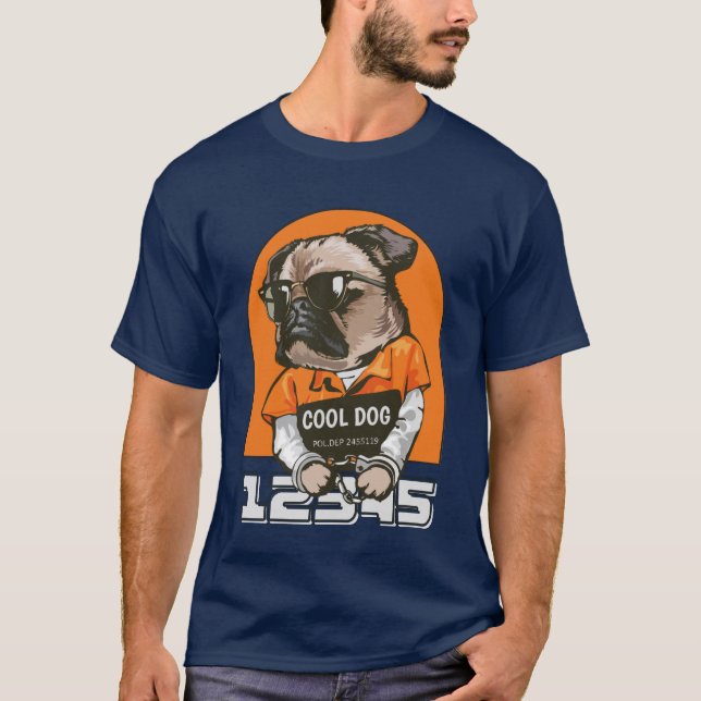 Graciosa camiseta de Guay Perro Mugshot - Pug con  (Anverso)