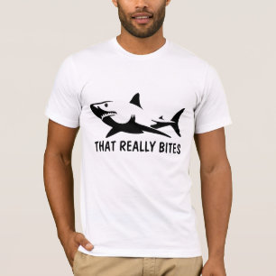 Graciosa camiseta de mordedura de tiburón, camiset