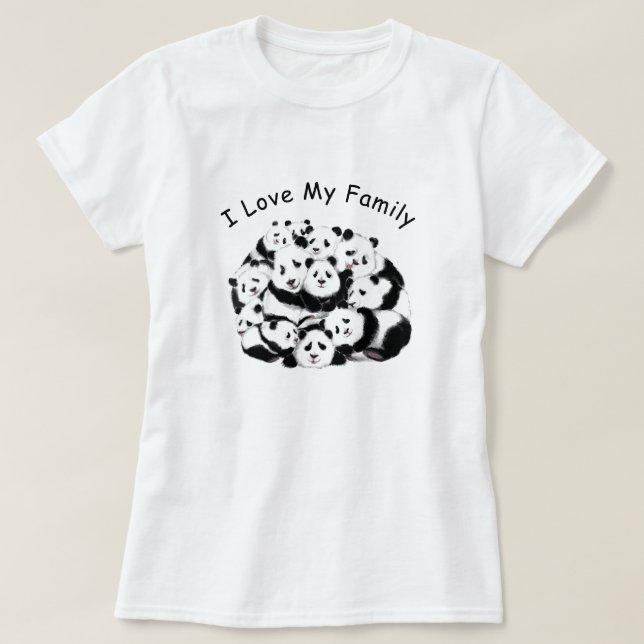 Graciosa camiseta de Panda con texto amo a mi fami (Diseño del anverso)