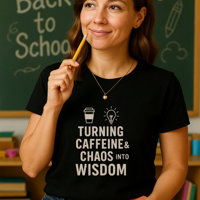 Graciosa camiseta de profesor; cafeína y caos conv (Subido por el creador)