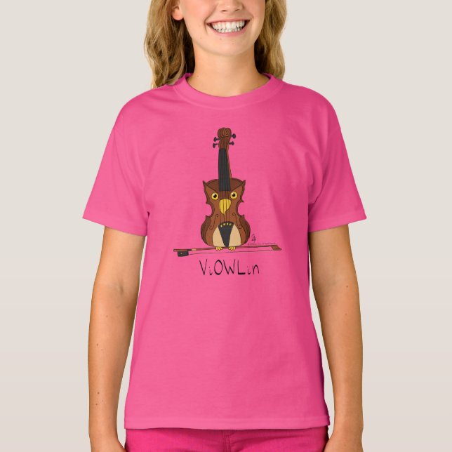 Graciosa camiseta del Chica de Lechuza Violín (Anverso)