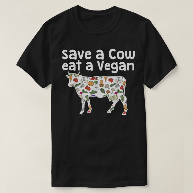 Graciosa camiseta vegetariana de "Save a Cow Eat a (Diseño del anverso)