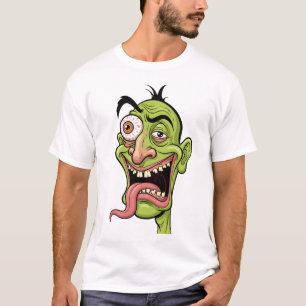 Graciosa camiseta verde de caricatura zombie