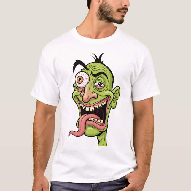 Graciosa camiseta verde de caricatura zombie (Anverso)