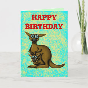 Graciosa canguro feliz tarjeta de cumpleaños