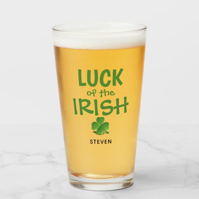 Graciosa cerveza irlandesa Luck Green Shamrock per (Anverso (lleno))