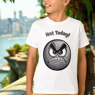 Graciosa Emoji Gris Enfadada Niños Camiseta