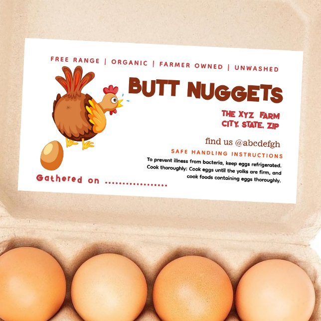 Graciosa etiqueta de cartón de huevos con nuggets  (Subido por el creador)