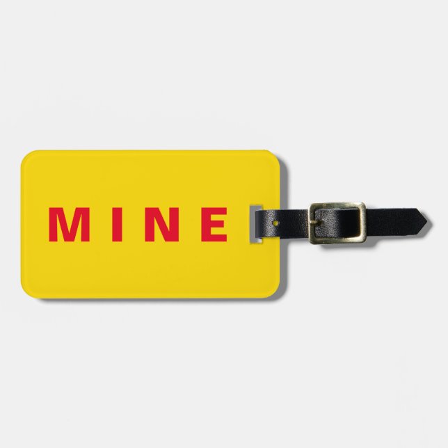 Graciosa etiqueta de equipaje con 'Mío' escrito en (Frente Horizontal)