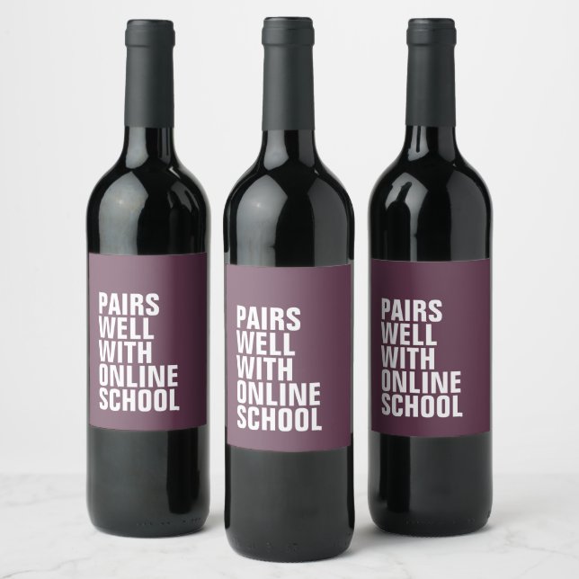 Graciosa etiqueta de vino de la escuela a distanci (Botellas)