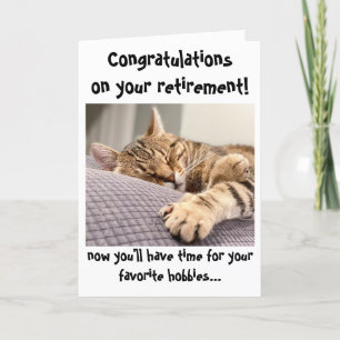 Graciosa felicitación por gato por tarjeta de jubi