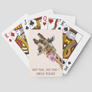 Graciosa Giraffe Jugando Cartas - Texto Personaliz