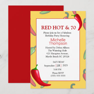 Graciosa Invitación a cumpleaños 70 de Red Hot Pep