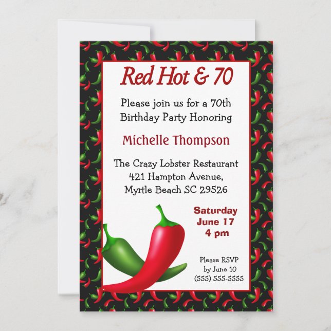 Graciosa Invitación de cumpleaños 70 (Anverso)