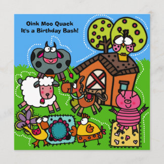Graciosa invitación de cumpleaños de granja