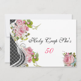 Graciosa invitación de cumpleaños número 50, rosas