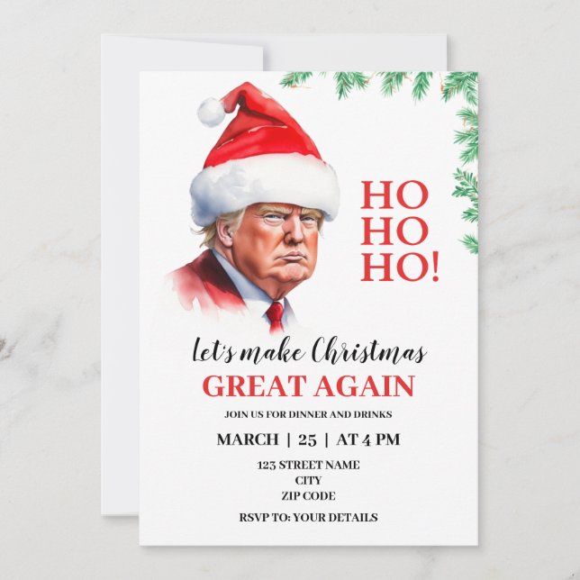 Graciosa invitación de Navidades de Santa Trump (Anverso)