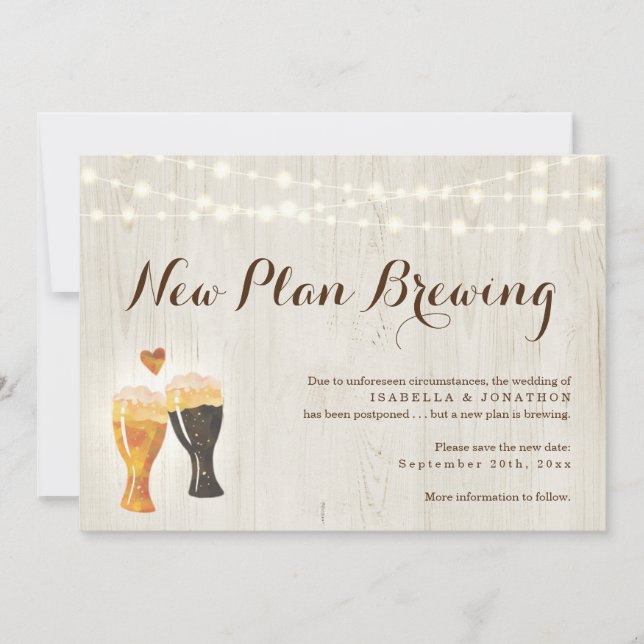 Graciosa Invitación de postergación de Boda de cer (Anverso)