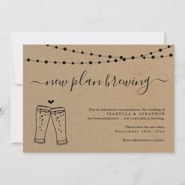 Graciosa Invitación de postergación de Boda de cer (Anverso)