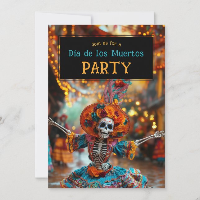 💀 Graciosa Invitación del Día de Muertos (Anverso)