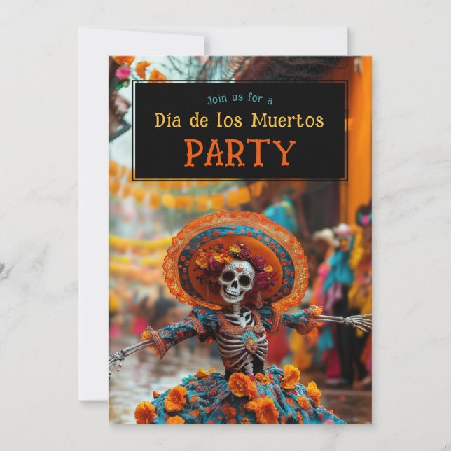 💀 Graciosa Invitación del Día de Muertos (Anverso)