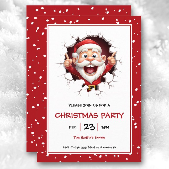 Graciosa invitación del partido de Navidades de Sa (Funny Santa Claus Christmas Party Invitation)