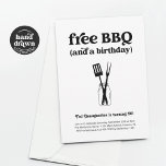 Graciosa invitación para fiesta de cumpleaños sin<br><div class="desc">barbacoa gratuita (y cumpleaños). Una divertida invitación de fiesta de cumpleaños que pone el foco en... ¡bbq! Crea tu propia paleta creativa de color o minimalista con negro y blanco (en papel de kraft marrón o en papel de tarjeta blanca) y ahorra significativamente en costos de impresión. Además, la sencillez...</div>