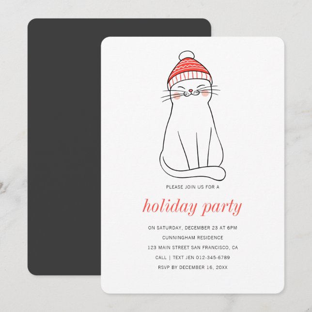 Graciosa invitación para fiesta de Fiesta de gatos (Anverso / Reverso)