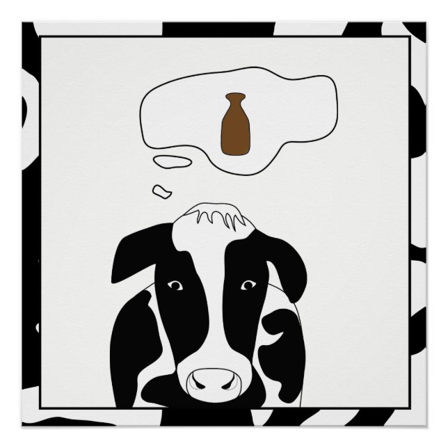Graciosa leche de chocolate de vaca 20x20 Poster (Anverso)