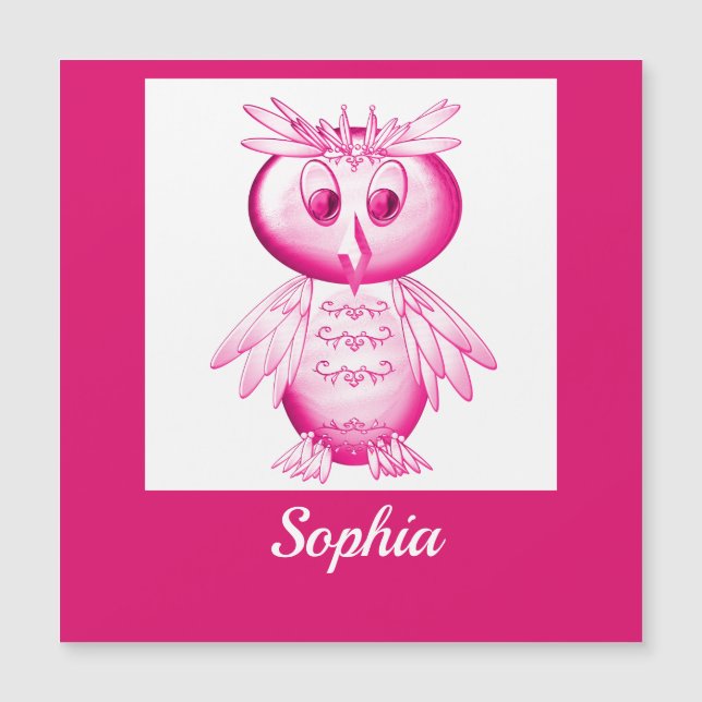 Graciosa Lechuza Rosa Personalizada Niños (Anverso)